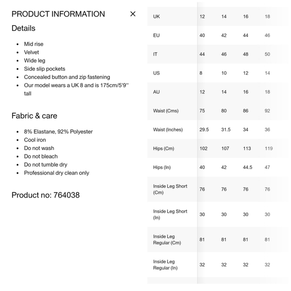 River Island Hot Pink Velvet Wide Leg Pants - Sz US 10 - Picture 5 of 5